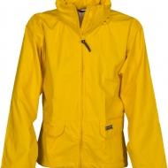 Giacca Work anti pioggia gialla da personalizzare, con cappuccio e due tasche frontali Dry Jacket