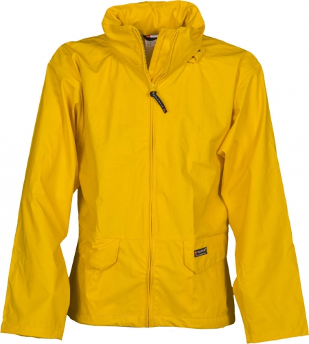 Giacca Work anti pioggia gialla da personalizzare, con cappuccio e due tasche frontali Dry Jacket