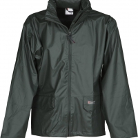 Giacca Work anti pioggia verde da personalizzare, con cappuccio e due tasche frontali Dry Jacket