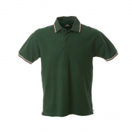 Polo uomo verde da personalizzare, a manica corta con tricolore Aosta