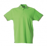 Polo uomo verde chiaro da personalizzare, a manica corta con tricolore Aosta