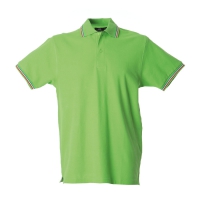 Polo uomo verde chiaro da personalizzare, a manica corta con tricolore Aosta