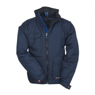 Giubbino unisex blu navy da personalizzare, con maniche staccabili, cappuccio richiudibile Escape