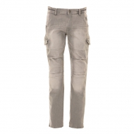 Pantalone jeans unisex grigio da personalizzare, multitasche elasticizzato Austin