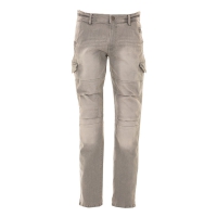 Pantalone jeans unisex grigio da personalizzare, multitasche elasticizzato Austin