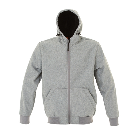 Soft Shell unisex grigio chiaro da personalizzare, con zip lunga e cappuccio Zermatt