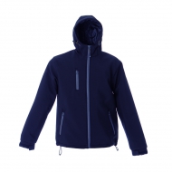 Soft Shell unisex blu navy da personalizzare, con zip lunga e cappuccio Davos