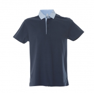 Polo blu navy unisex da personalizzare, manica corta in jersey Atene