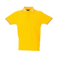 Polo uomo gialla da personalizzare, a manica corta con tricolore Aosta