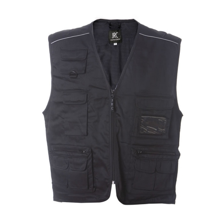 Gilet unisex nero da personalizzare, con mezza zip New Safari