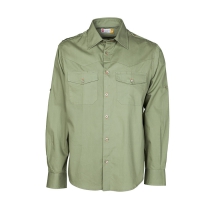 Camicia uomo verde militare da personalizzare, manica lunga con due tasche al petto Trophy