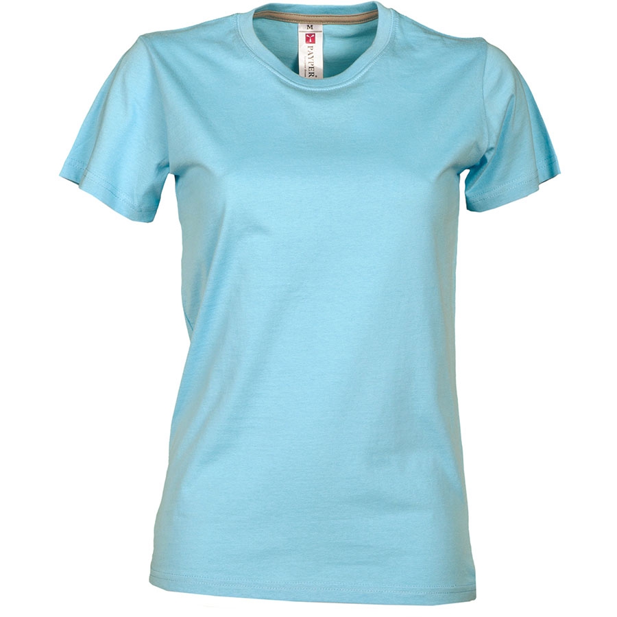 T shirt donna azzurra da personalizzare girocollo manica corta Sunrise Lady Toppe e patch ricamate personalizzate