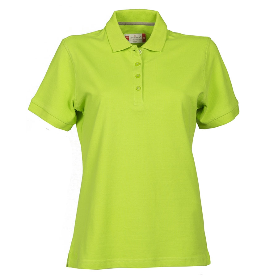 Polo donna verde acido da personalizzare manica corta con 4