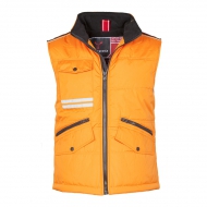 Gilet unisex arancio/nero da personalizzare, due ampie tasche frontali con zip Mig