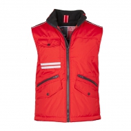 Gilet unisex rosso/nero da personalizzare, due ampie tasche frontali con zip Mig