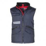 Gilet unisex blu navy/rosso da personalizzare, due ampie tasche frontali con zip Mig