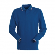 Polo unisex blu royal da personalizzare, manica lunga a 3 bottoni in tinta Aviazione