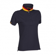 Polo donna blu navy/germania da personalizzare, manica corta a tre bottoni in tinta Nation