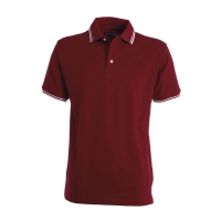 Polo uomo bordeaux con profilo bianco da personalizzare, manica corta a tre bottoni bianchi Skipper