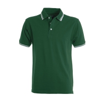 Polo uomo verde con profilo bianco da personalizzare, manica corta a tre bottoni bianchi Skipper