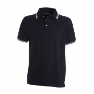 Polo uomo blu navy con profilo bianco da personalizzare, manica corta a tre bottoni bianchi Skipper