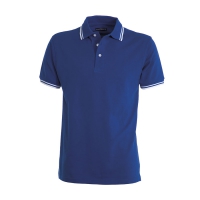 Polo uomo blu royal con profilo bianco da personalizzare, manica corta a tre bottoni bianchi Skipper