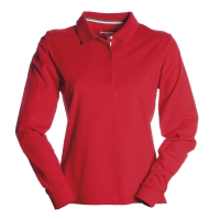 Polo donna rossa da personalizzare, manica lunga colletto tricolore Long Nation Lady