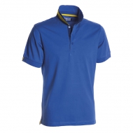 Polo uomo blu royal da personalizzare, manica corta a tre bottoni in tinta Memphis