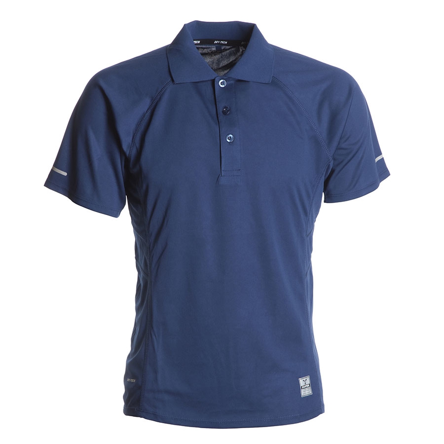 Polo tecnica-sportiva uomo blu navy da personalizzare, manica corta a tre  bottoni Training � Toppe e patch ricamate personalizzate