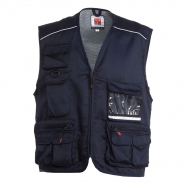 Gilet estivo unisex blu navy da personalizzare, multitasche con un portabadge reversibile Pocket