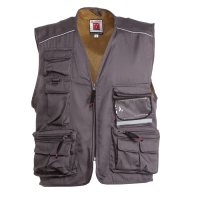 Gilet estivo unisex grigio da personalizzare, multitasche con un portabadge reversibile Pocket