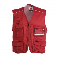 Gilet estivo unisex rosso da personalizzare, multitasche con un portabadge reversibile Pocket