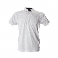 Polo unisex grigio melange da personalizzare, a manica corta in jersey Valencia