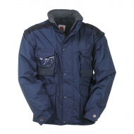 Giubbotto unisex blu navy da personalizzare, con maniche staccabili, cappuccio richiudibile nel colletto Intercontinental