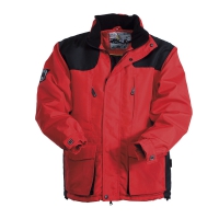 Giubbino unisex bicolore rosso/nero da personalizzare, con zip lunga e cappuccio Ski