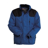 Giubbino unisex bicolore blu royal/nero da personalizzare, con zip lunga e cappuccio Ski