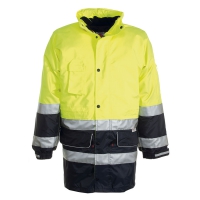 Parka Work alta visibilità giallo/blu navy da personalizzare, con cuciture termonastrate Security