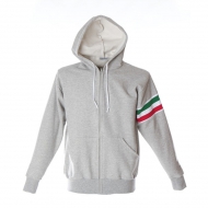 Felpa unisex grigio melange da personalizzare, con zip lunga e fascia tricolore Verona