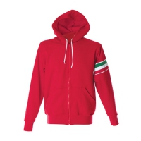 Felpa unisex rossa da personalizzare, con zip lunga e fascia tricolore Verona