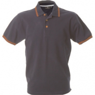 Polo unisex grigio e arancione a manica corta in piqué Stoccarda