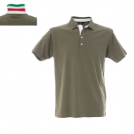 Polo unisex verde militare da personalizzare, a manica corta colletto Italia Riccione