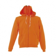Felpa unisex arancione da personalizzare, con zip lunga e cappuccio dettaglio tricolore Asti