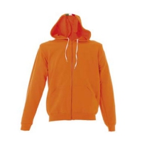 Felpa unisex arancione da personalizzare, con zip lunga e cappuccio dettaglio tricolore Asti