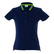 Polo donna bicolore blu denim/fluorescente da personalizzare, a manica corta Tenerife Lady