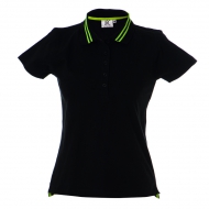 Polo donna bicolore nero/fluorescente da personalizzare, a manica corta Tenerife Lady