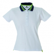 Polo donna bicolore bianco/fluorescente da personalizzare, a manica corta Tenerife Lady