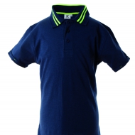 Polo bambino bicolore blu denim e fluorescente a manica corta Tenerife