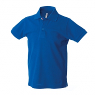 Polo bambino blu royal da personalizzare, a manica corta con bottone tricolore Colombia Boy