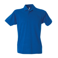 Polo uomo blu royal da personalizzare, a manica corta con bottone tricolore Colombia