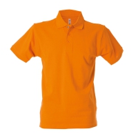 Polo uomo arancione da personalizzare, a manica corta con bottone tricolore Colombia